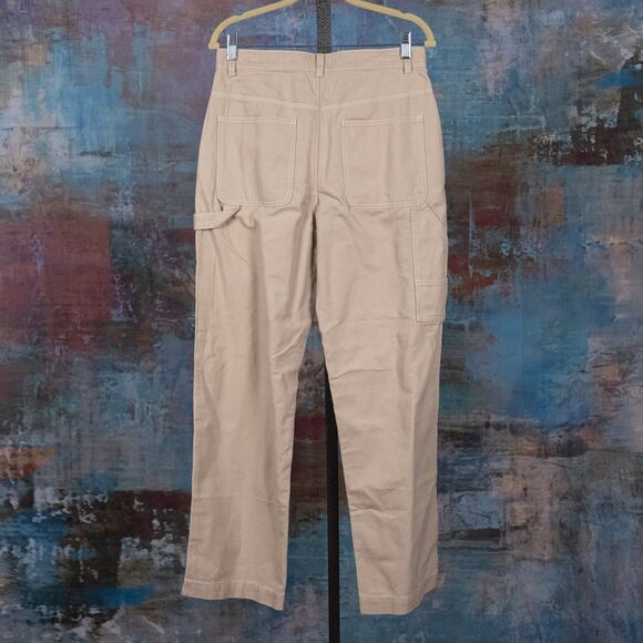 GAP Women's Mid-Rise Loose Fit Carpenter Pant Size 6 Beige 100% Cotton Classic - Picture 3 of 9